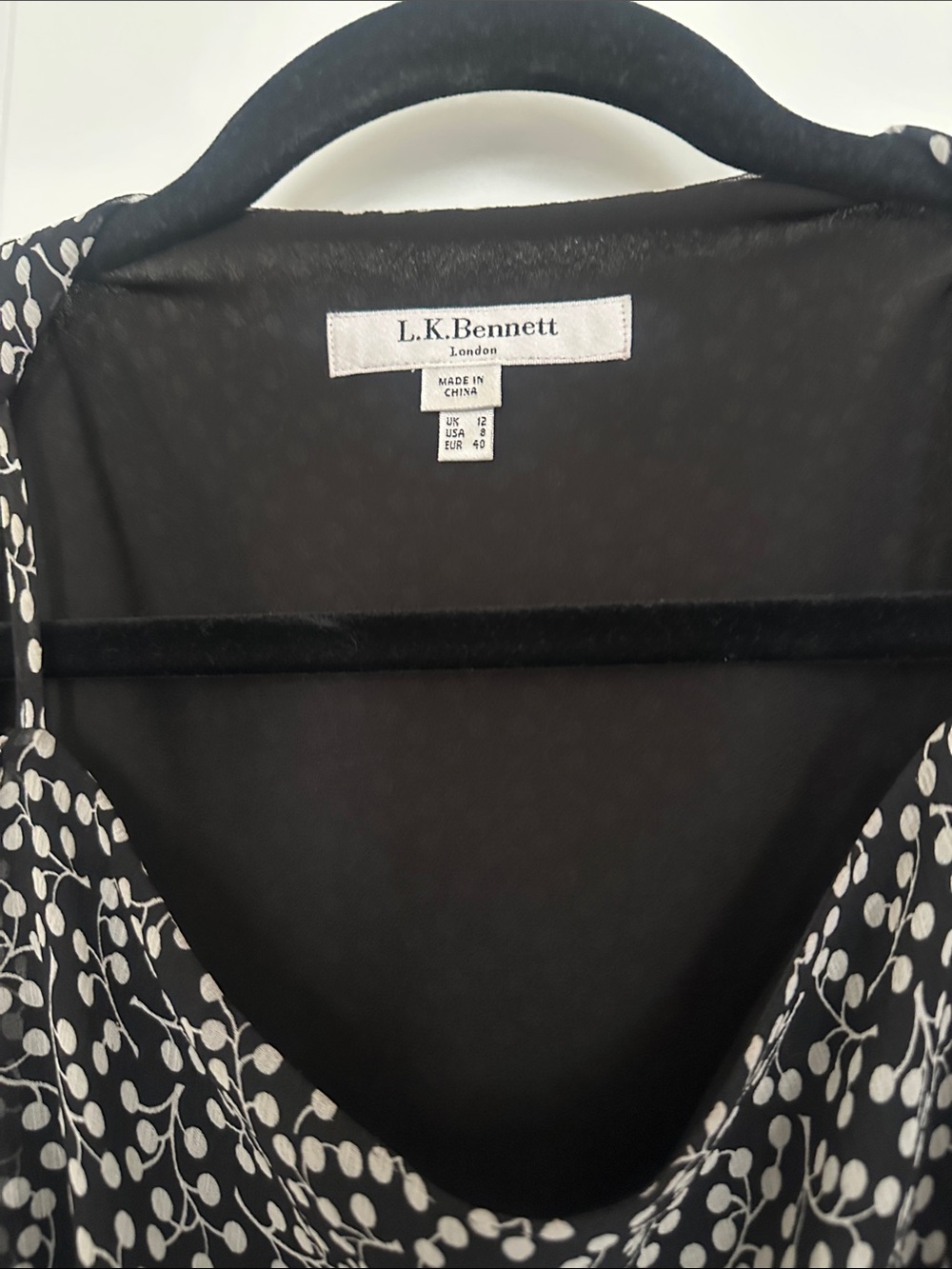 LK Bennett Black and White Botanical Dot Blouse